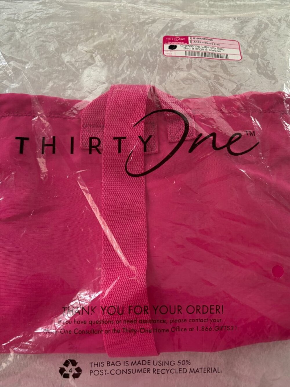 Thirty-One New In Bag Hot Pink Laundry Bag Perfect For College Students